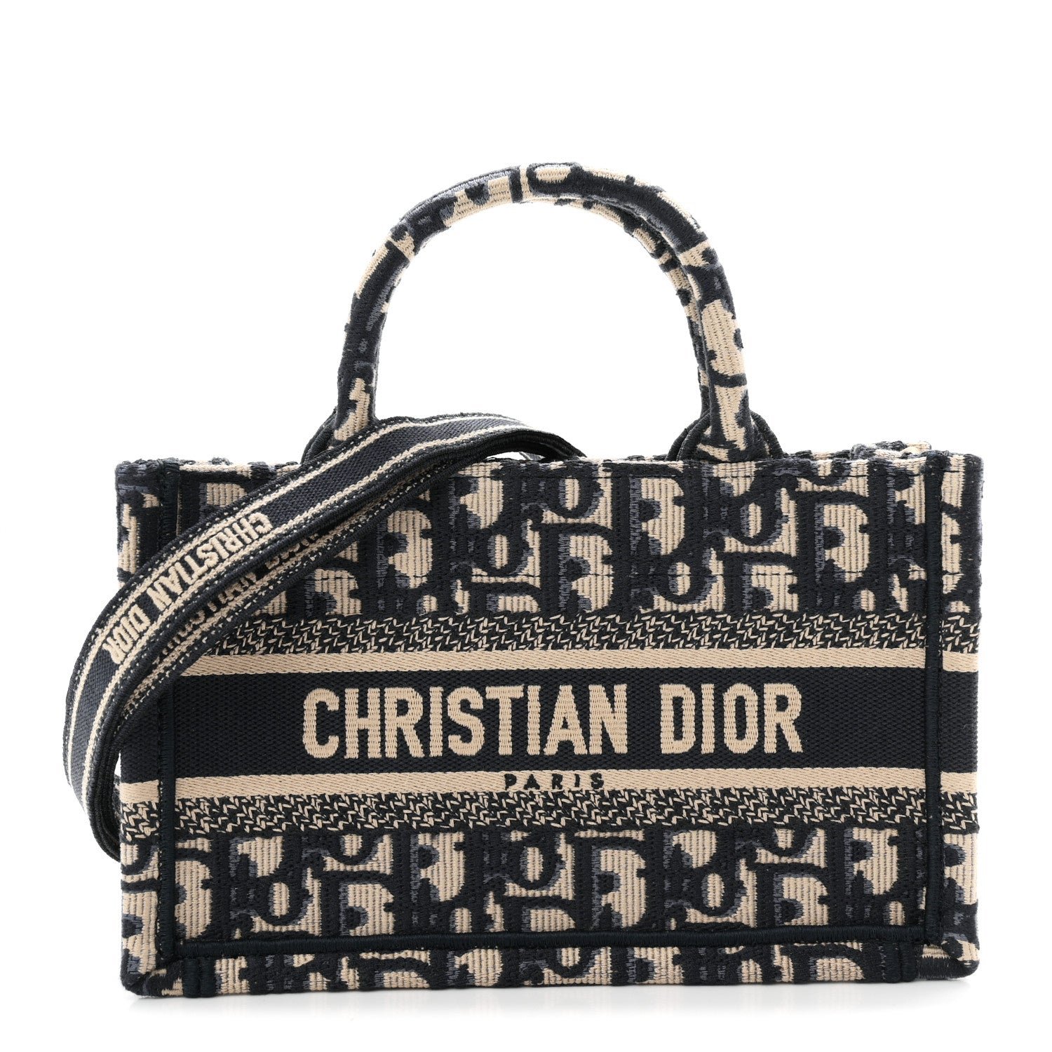 Dior Christian Dior Oblique Mini Book Tote With Strap Blue Multicolor