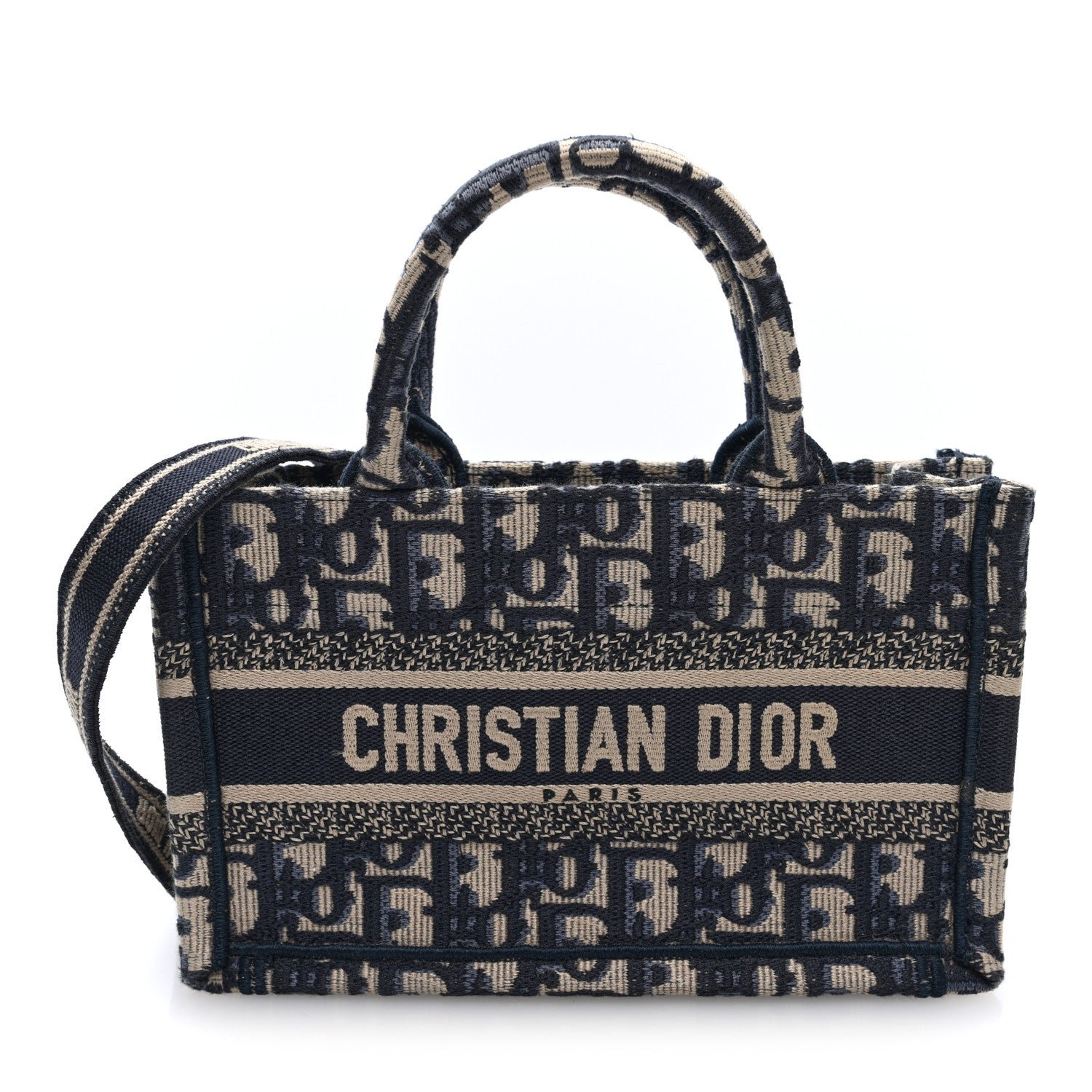 Christian Dior Oblique Mini Book Tote With Strap Blue Multicolor