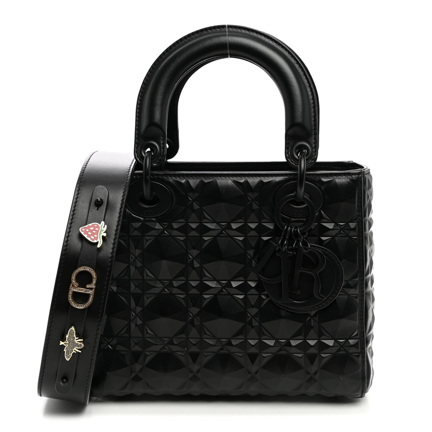 Christian Dior Calfskin Cannage Diamond Small My ABCDior Lady Dior Black