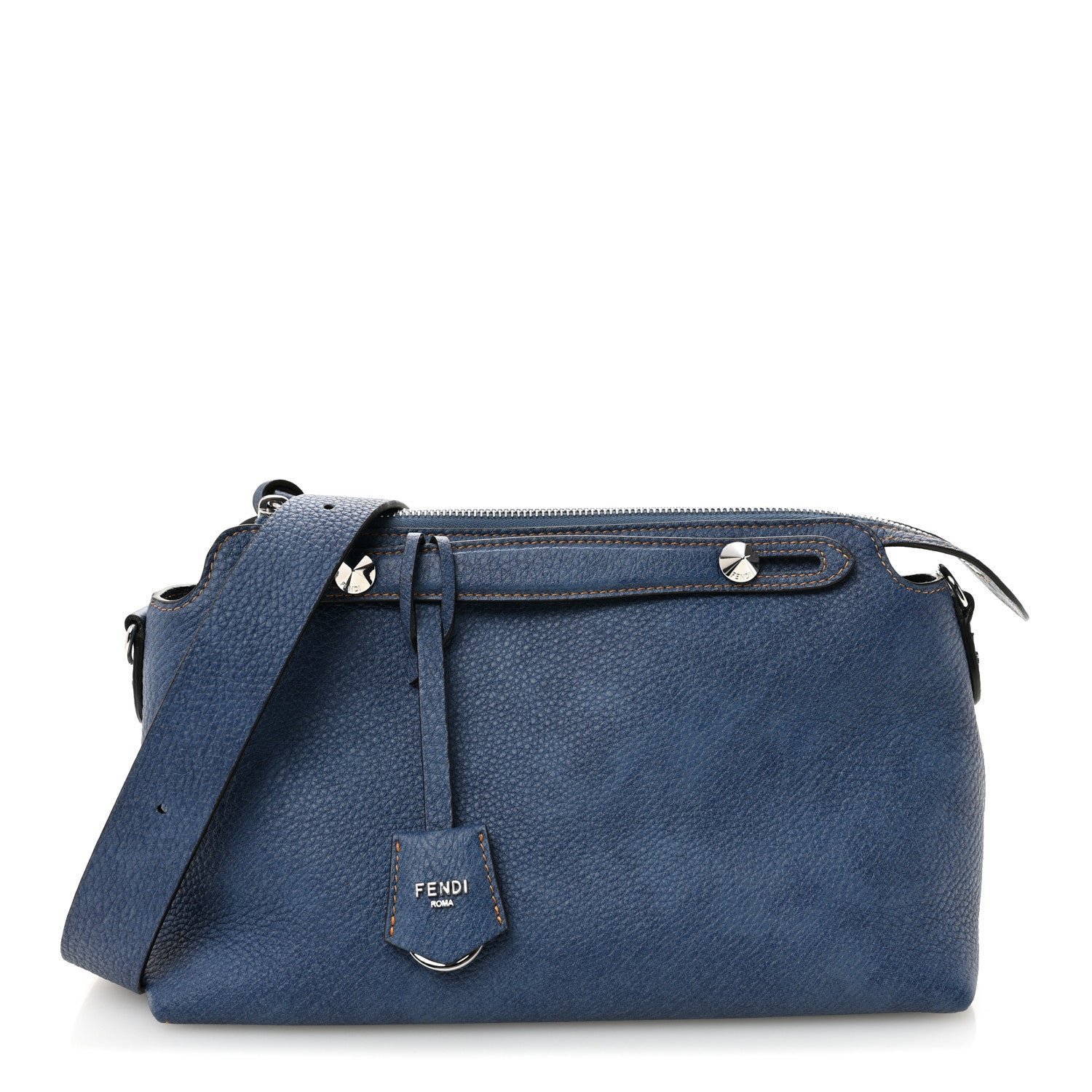 Fendi Cuoio Romano Selleria Denim Effect Medium By The Way Soft Boston Bag Blue
