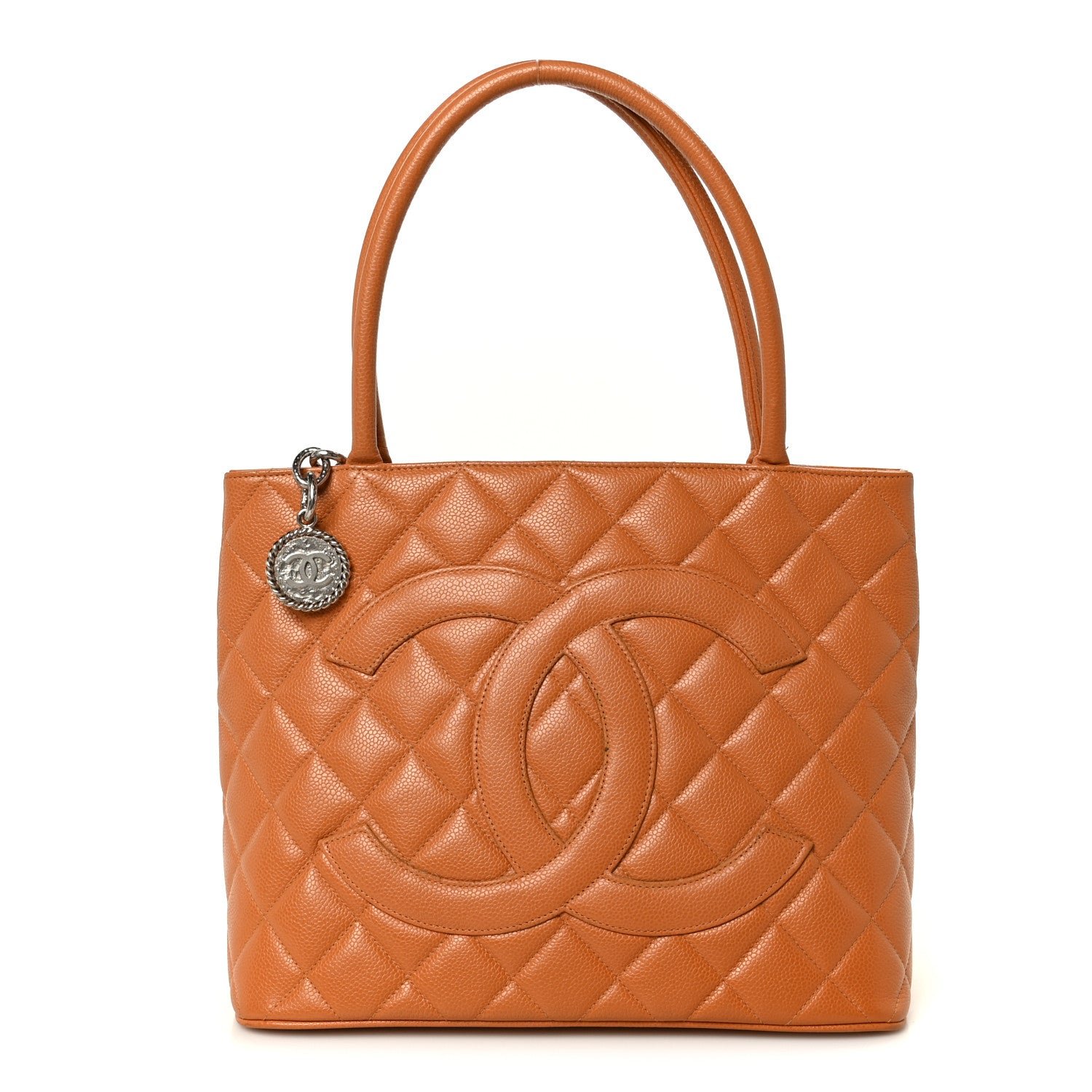 Chanel Caviar Quilted Medallion Tote Orange