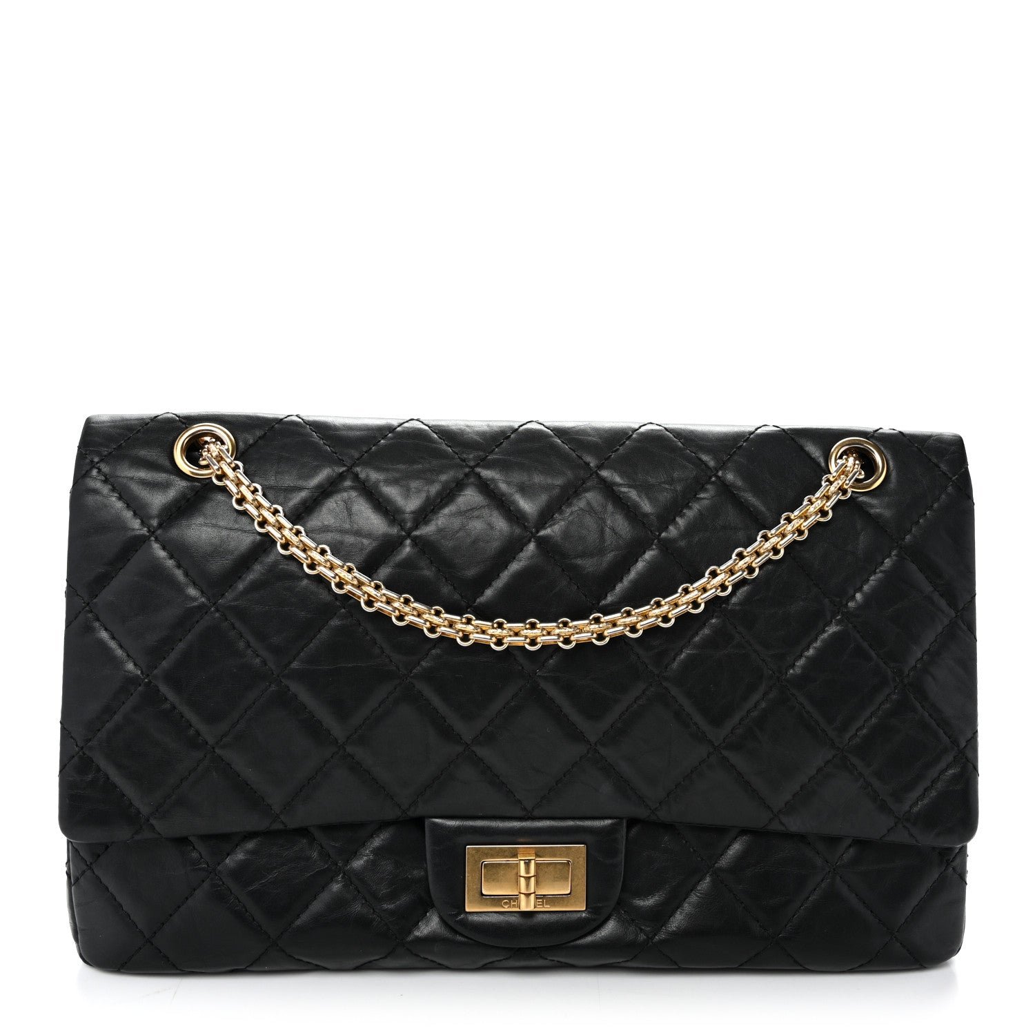 Chanel Aged Calfskin Quilted 2.55 Reissue 227 Flap Black