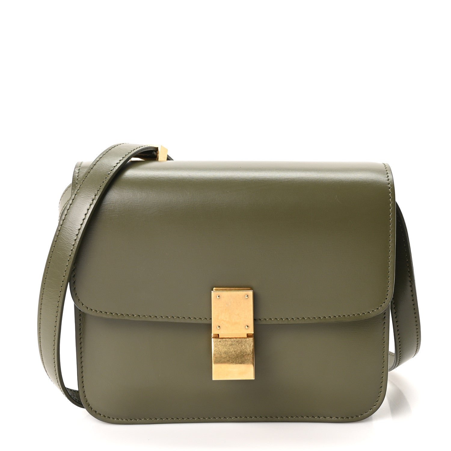 Celine Box Calfskin Teen Classic Box Flap Bag Dark Olive