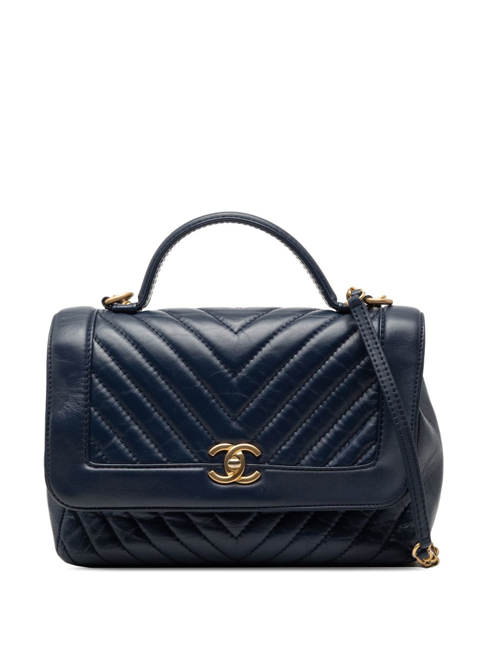 2017-2018 CC Chevron Aged Calfskin Top Handle Flap satchel