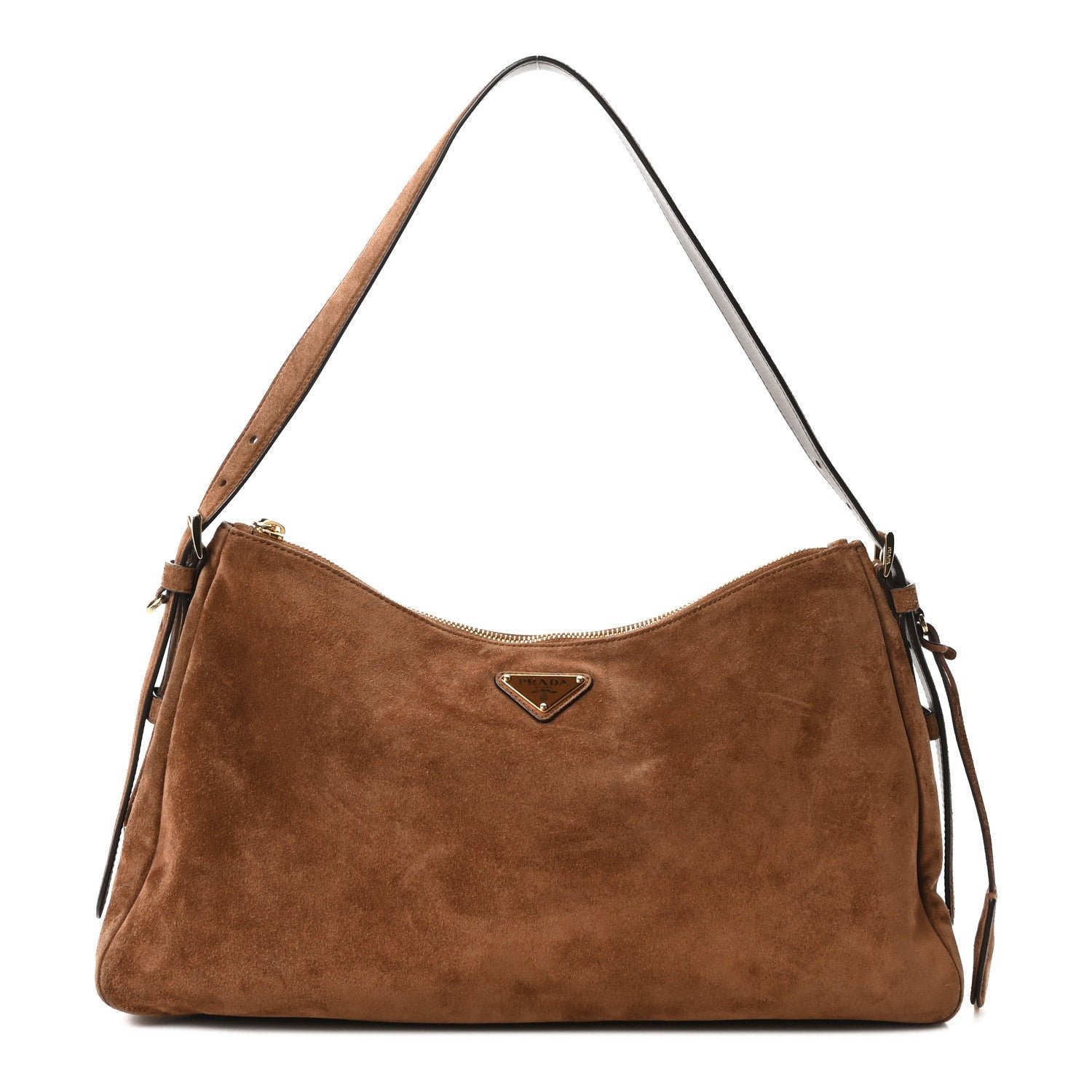 Prada Scamosciato Suede Large Aimee Shoulder Bag Cacao