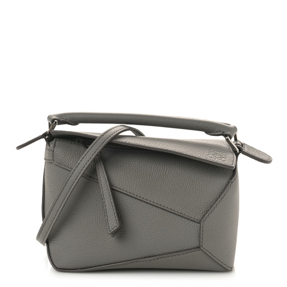 Loewe Soft Grained Calfskin Mini Puzzle Edge Bag Gunmetal