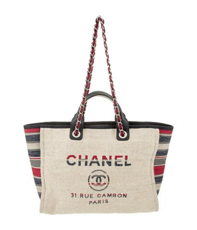Chanel Medium Striped Deauville Tote