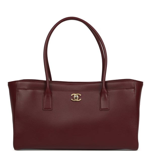 Chanel Small Cerf Shopping Bag Burgundy Calfskin Gold Hardware