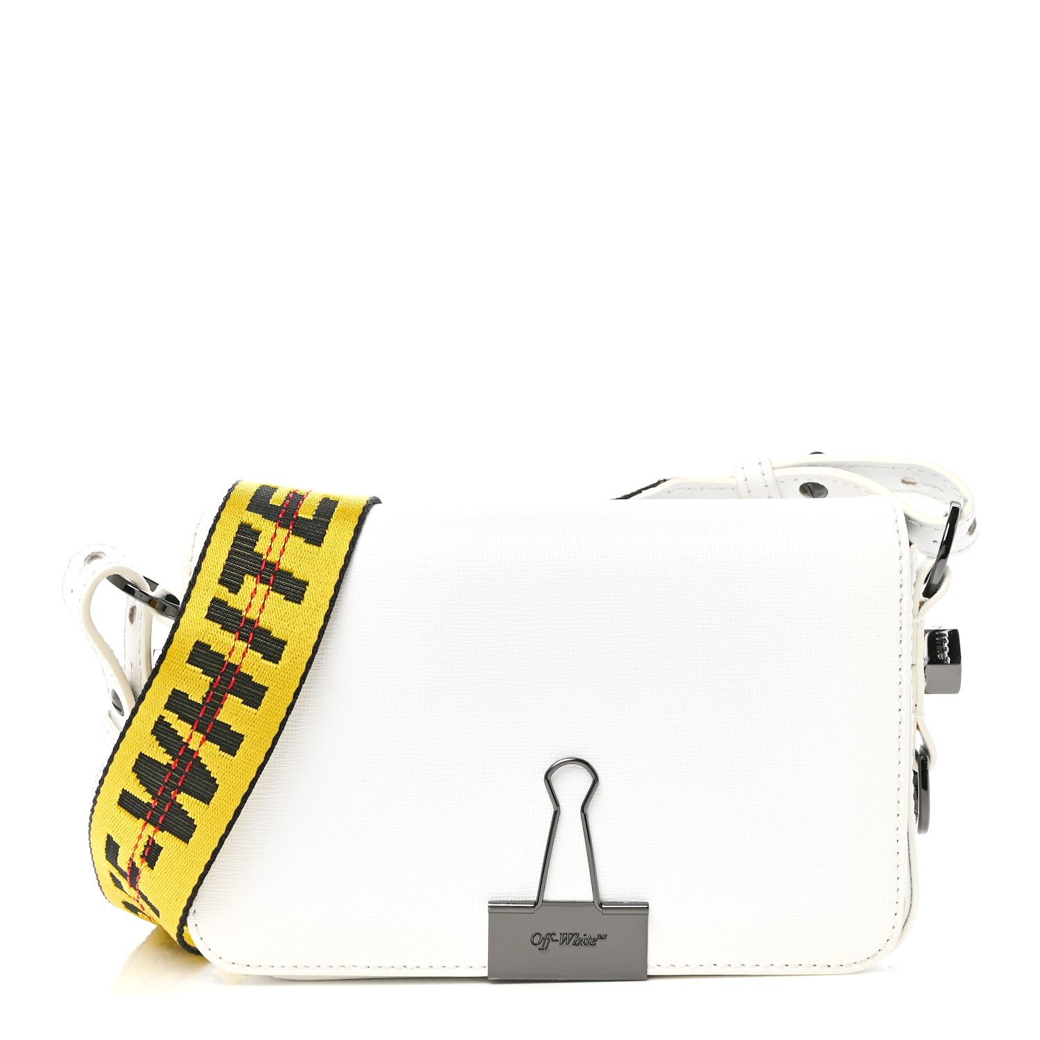 Off-White Calfskin Mini Binder Clip Bag White