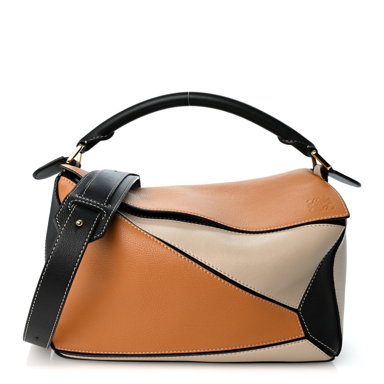 Loewe Loewe Grained Calfskin Medium Puzzle Bag Amber Light Oat