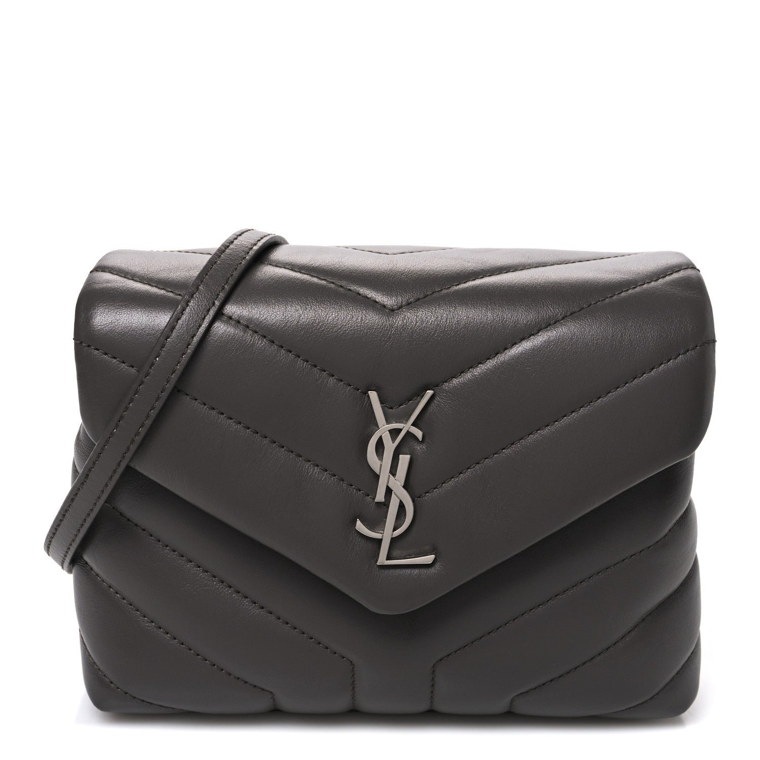 Saint Laurent Calfskin Y Quilted Monogram Toy Loulou Crossbody Bag Earth