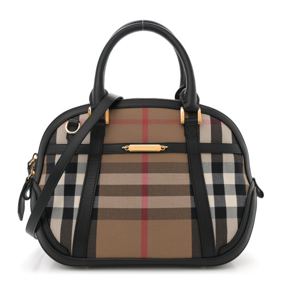 Burberry Bridle Calfskin House Check Small Orchard Bowling Bag Black