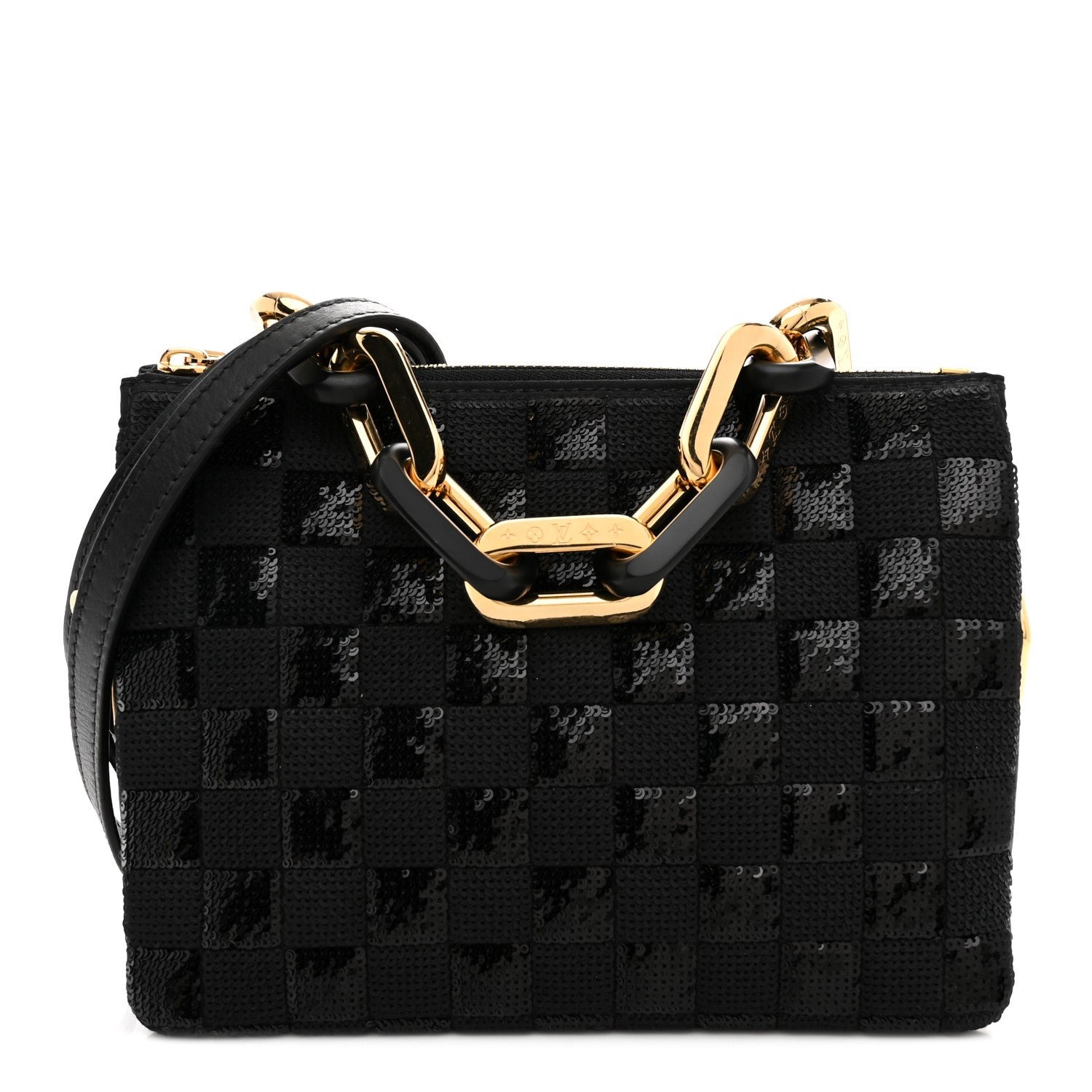 Louis Vuitton Satin Sequin Embroidered Damier Coussin BB Black