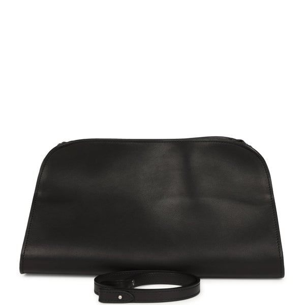 The Row The Row Peggy Clutch Black Saddle Leather Silver Hardware