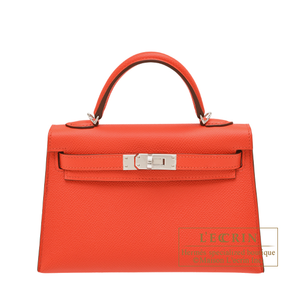 Hermes Kelly bag mini Sellier Capucine Epsom leather Silver hardware