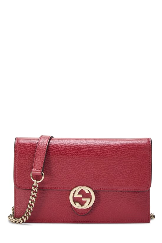 Red Leather Interlocking Wallet On Chain (WOC) Small