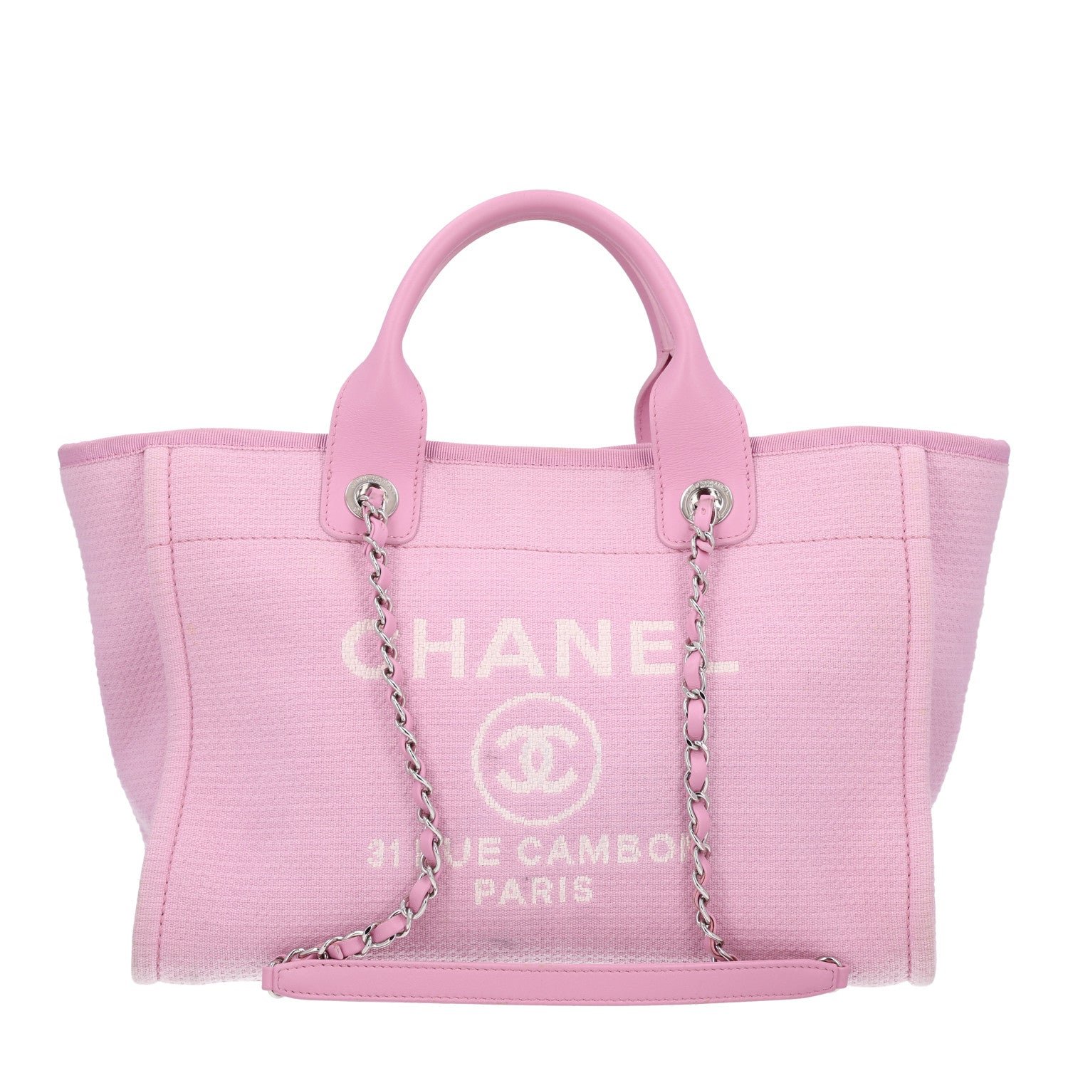 Chanel Mixed Fibers Small Deauville Tote Dark Pink