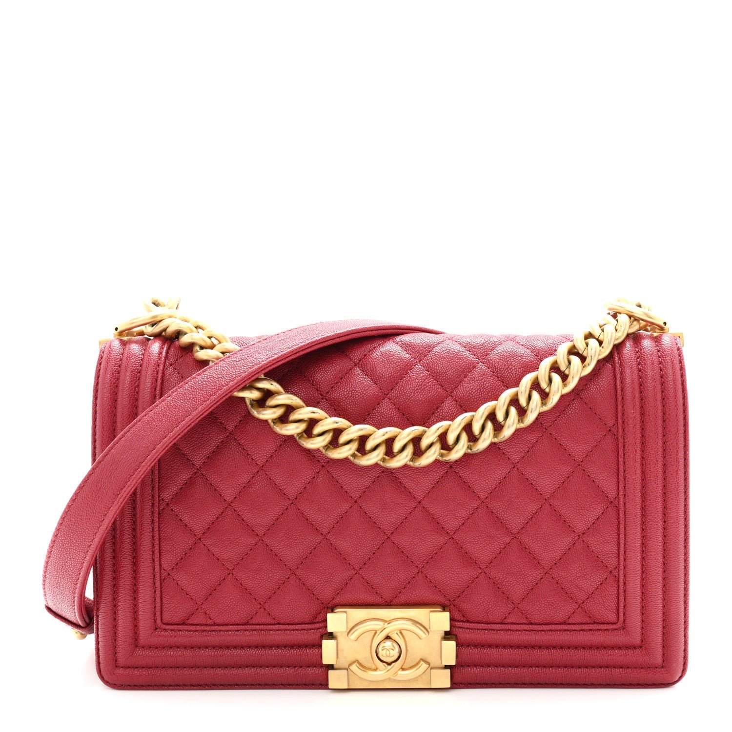 Chanel Caviar Quilted Medium Boy Flap Dark Red