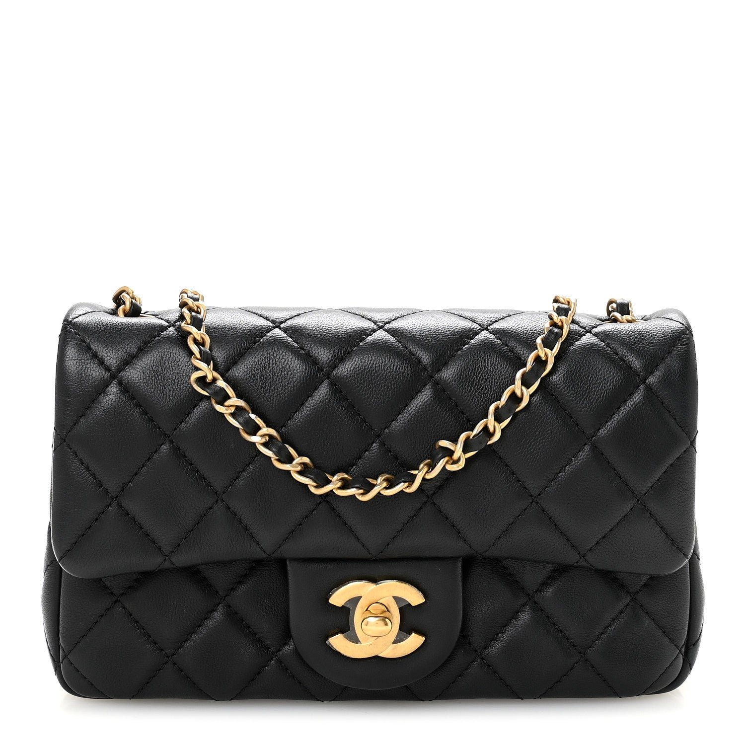 Chanel Lambskin Quilted Mini Rectangular Pearl Crush Flap Black