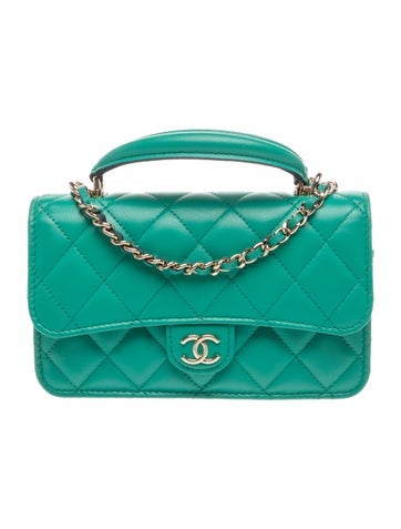 Quilted Classic Top Handle Flap Phone Holder w/ Chain