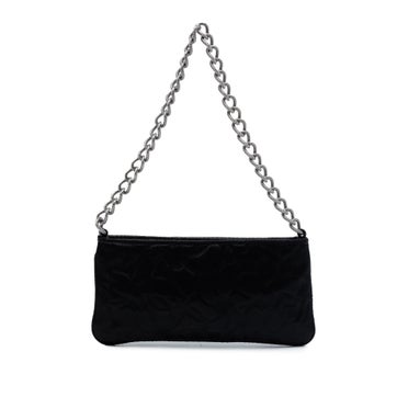 Embossed Satin Camellia Chain Pochette