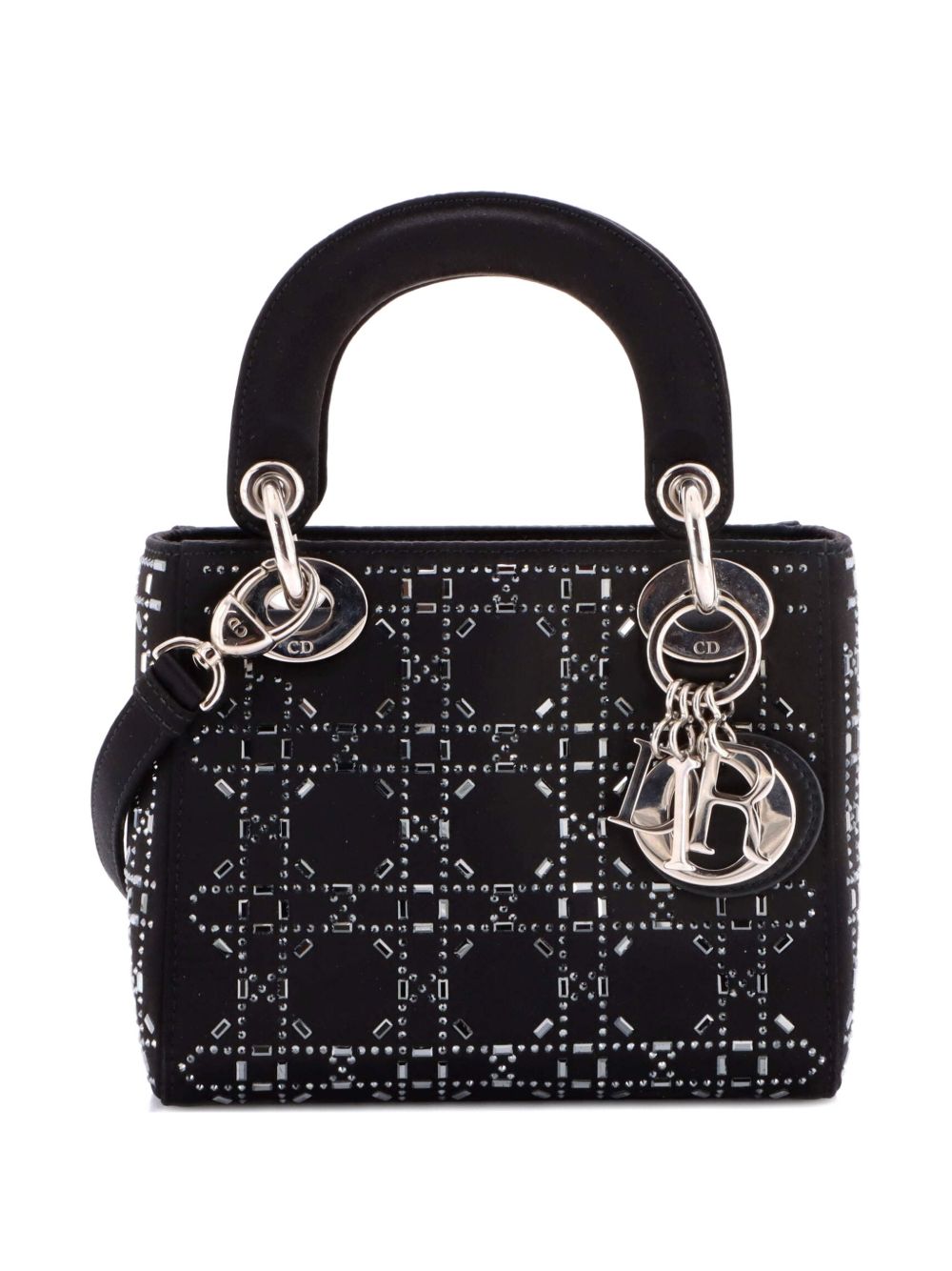 Dior Lady Dior Bag Crystal Embellished Cannage Quilt Satin Mini satchel