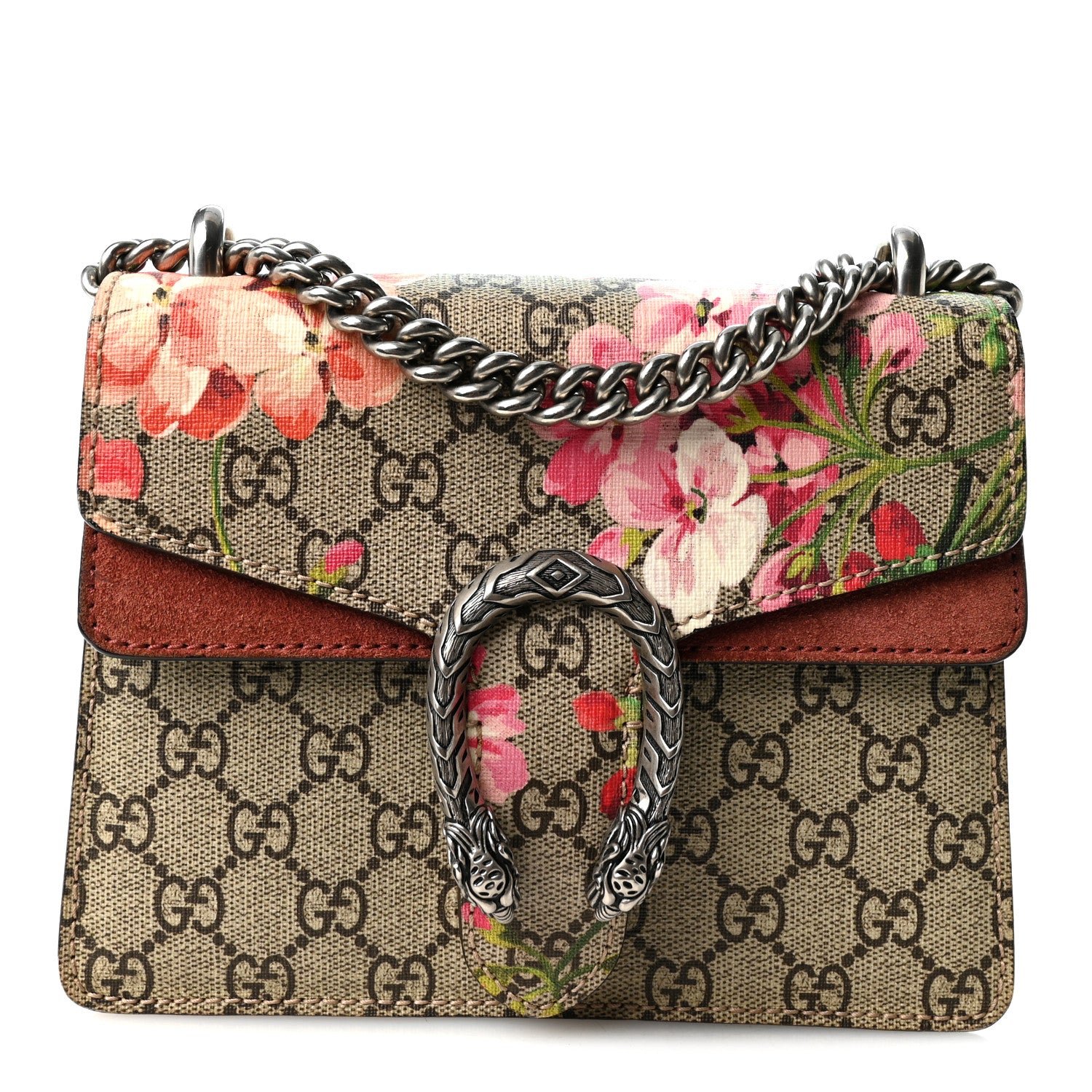 Gucci GG Supreme Monogram Blooms Mini Dionysus Shoulder Bag Beige Multicolor Dry Rose