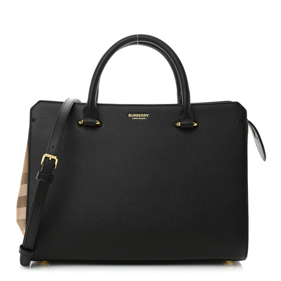Burberry Calfskin Mega Check Small Banwell Tote Black