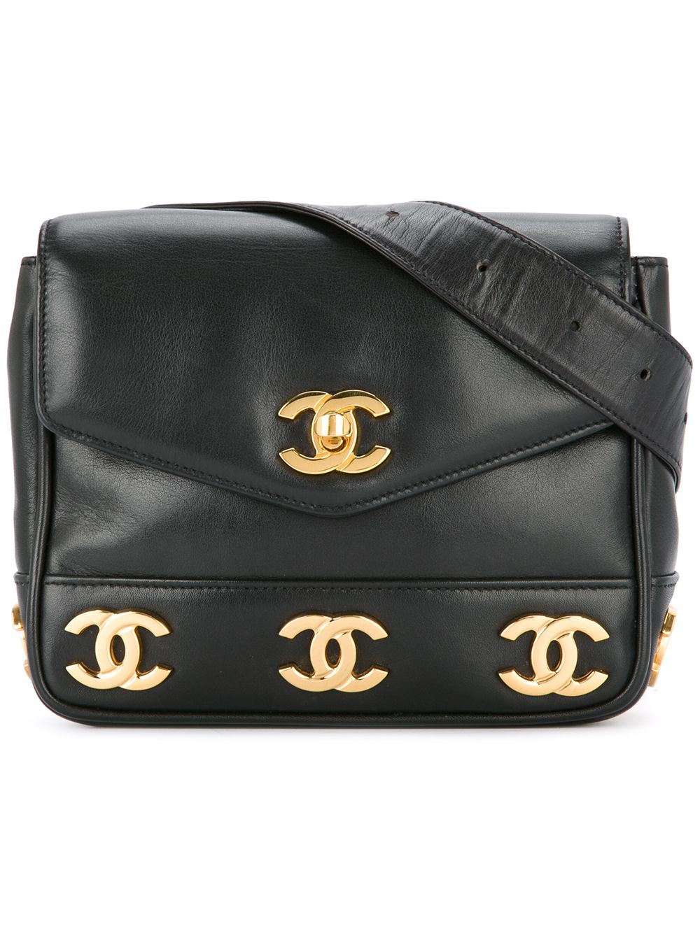logo flap belt bag
