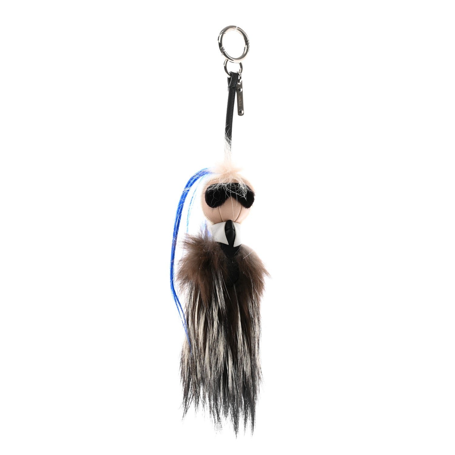 Fendi Mink Fox Goat Fur Karlito Bag Charm Blue