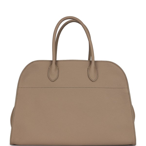 The Row The Row Soft Margaux 15 Bag  Dark Taupe Calfskin Silver Hardware