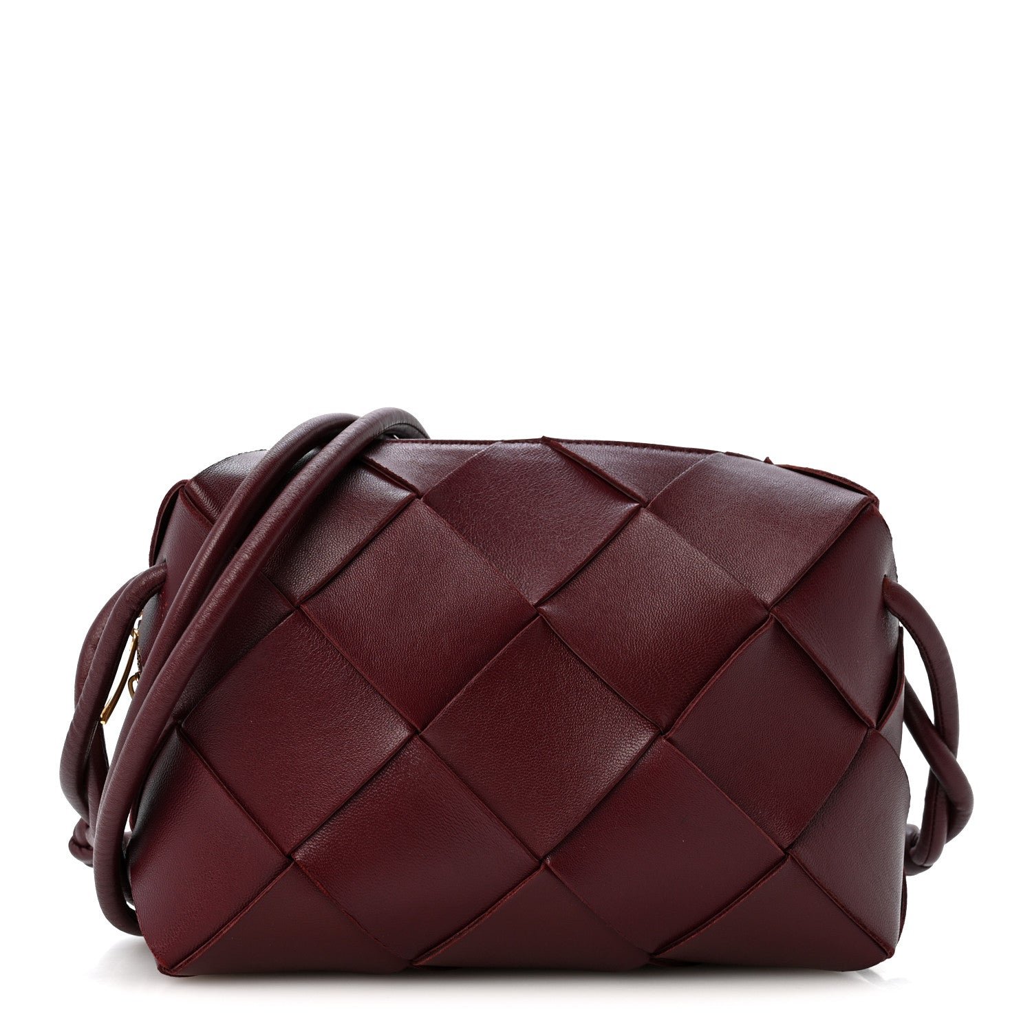 Bottega Veneta Lambskin Maxi Intrecciato Small Cassette Camera Bag Barolo