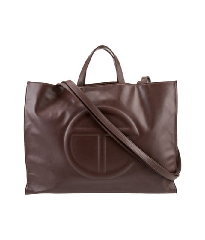 Telfar Vegan Leather Chocolate Shopping Bag Large