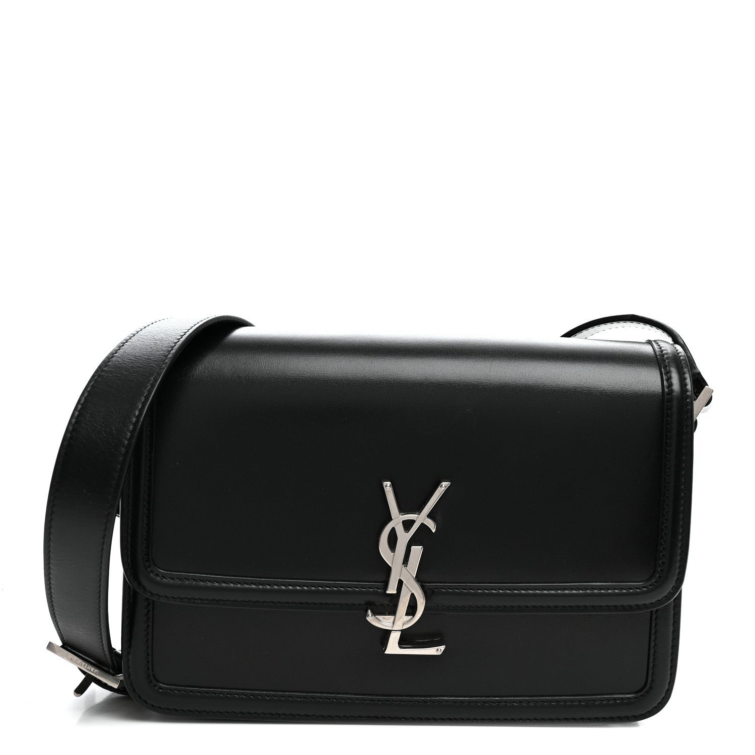 Saint Laurent Box Calfskin Monogram Medium Solferino Satchel Black