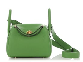 Hermes Vert Yucca Clemence Mini Lindy 20 Gold Hardware, 2023