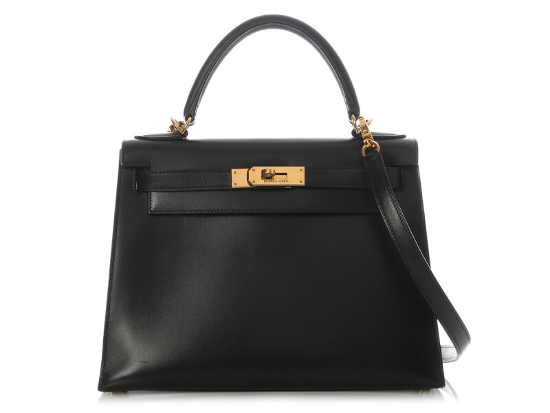 Hermes Black Box Calf Sellier Kelly 28 Gold Hardware, 2003