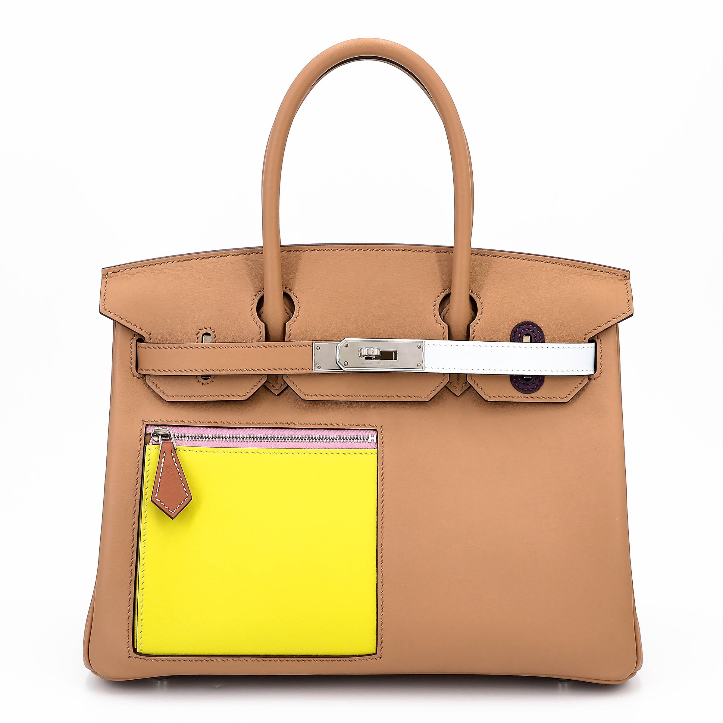 Hermes Excellent ( Rank SA ) HERMÈS Limited Edition Birkin 30 Colormatic Chai (0M) Lime (9R) Bleu Brume (T0) Mauve Sylvestre (X9) Swift Palladium hardware U (2022)