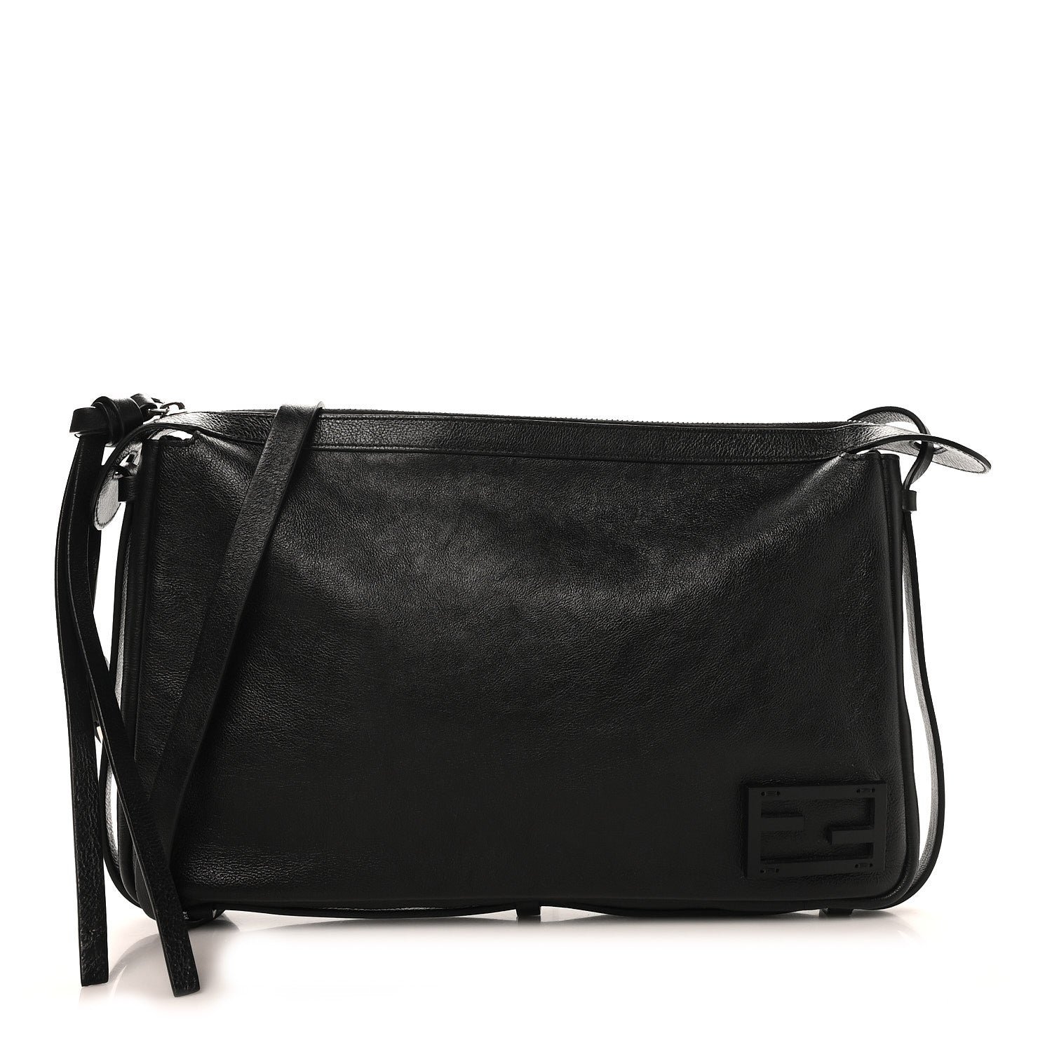Fendi Vitello Medium Simply Fendi Shoulder Bag Black
