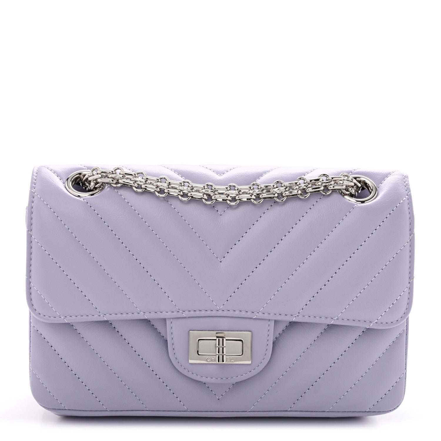 Chanel Aged Calfskin Chevron Quilted 2.55 Reissue Mini Flap Light Purple