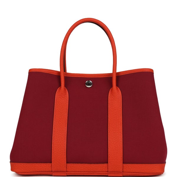 Hermes Hermes Garden Party 30 Rubis Officier Canvas and Capucine Negonda Palladium Hardware