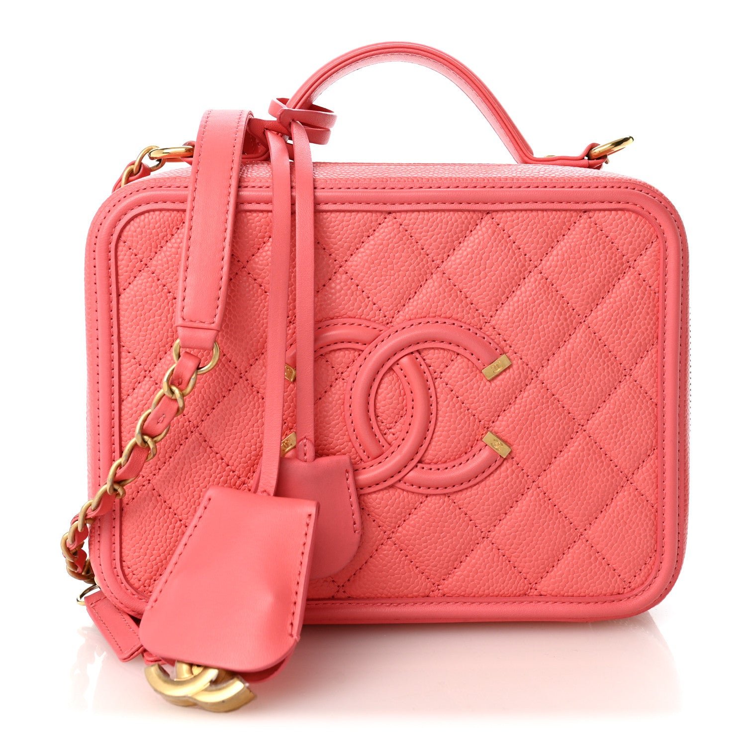 Chanel Caviar Quilted Medium CC Filigree Vanity Case Pink