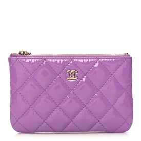 Chanel Patent Quilted Small Cosmetic Case Purple