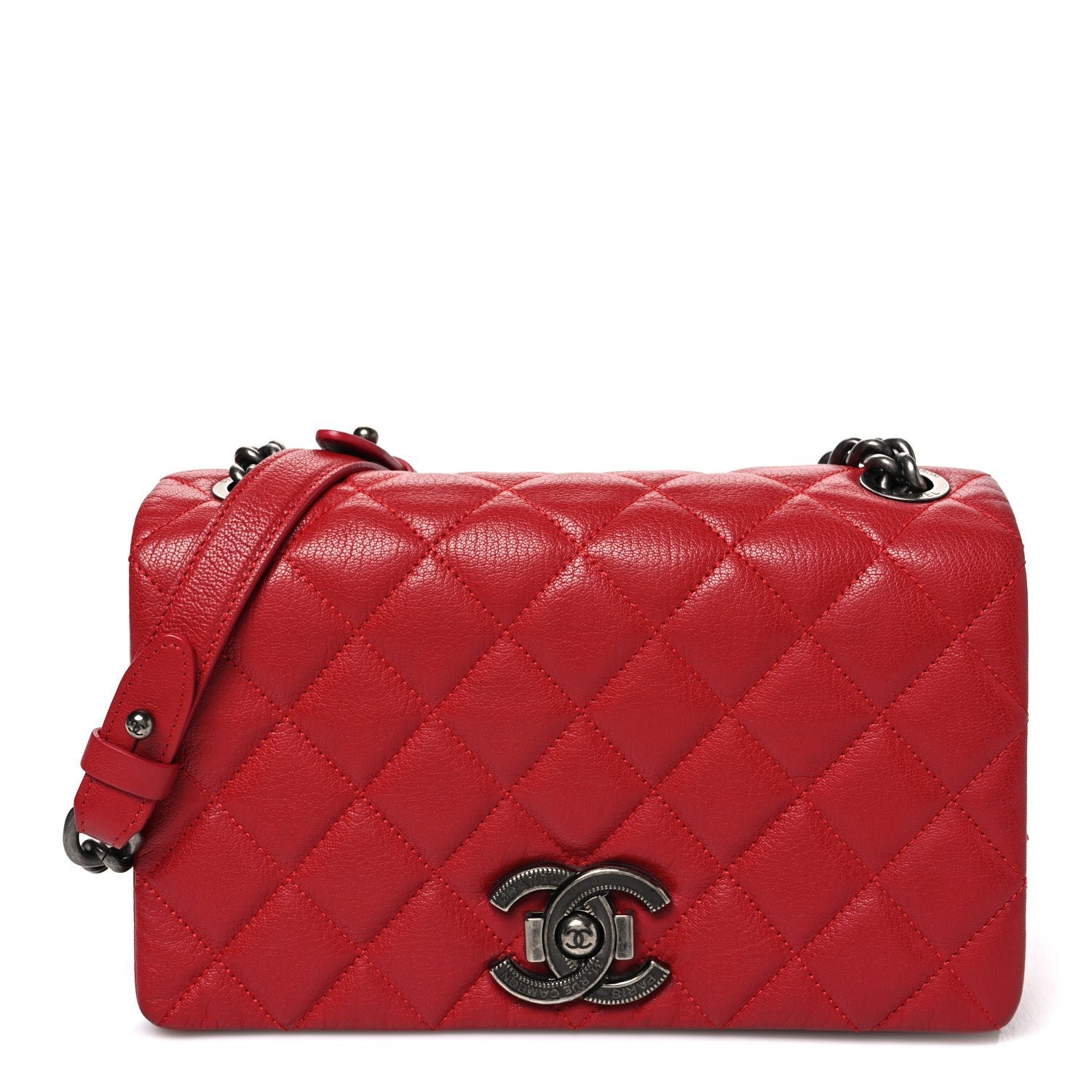 Chanel Goatskin Quilted Medium City Rock Flap Red