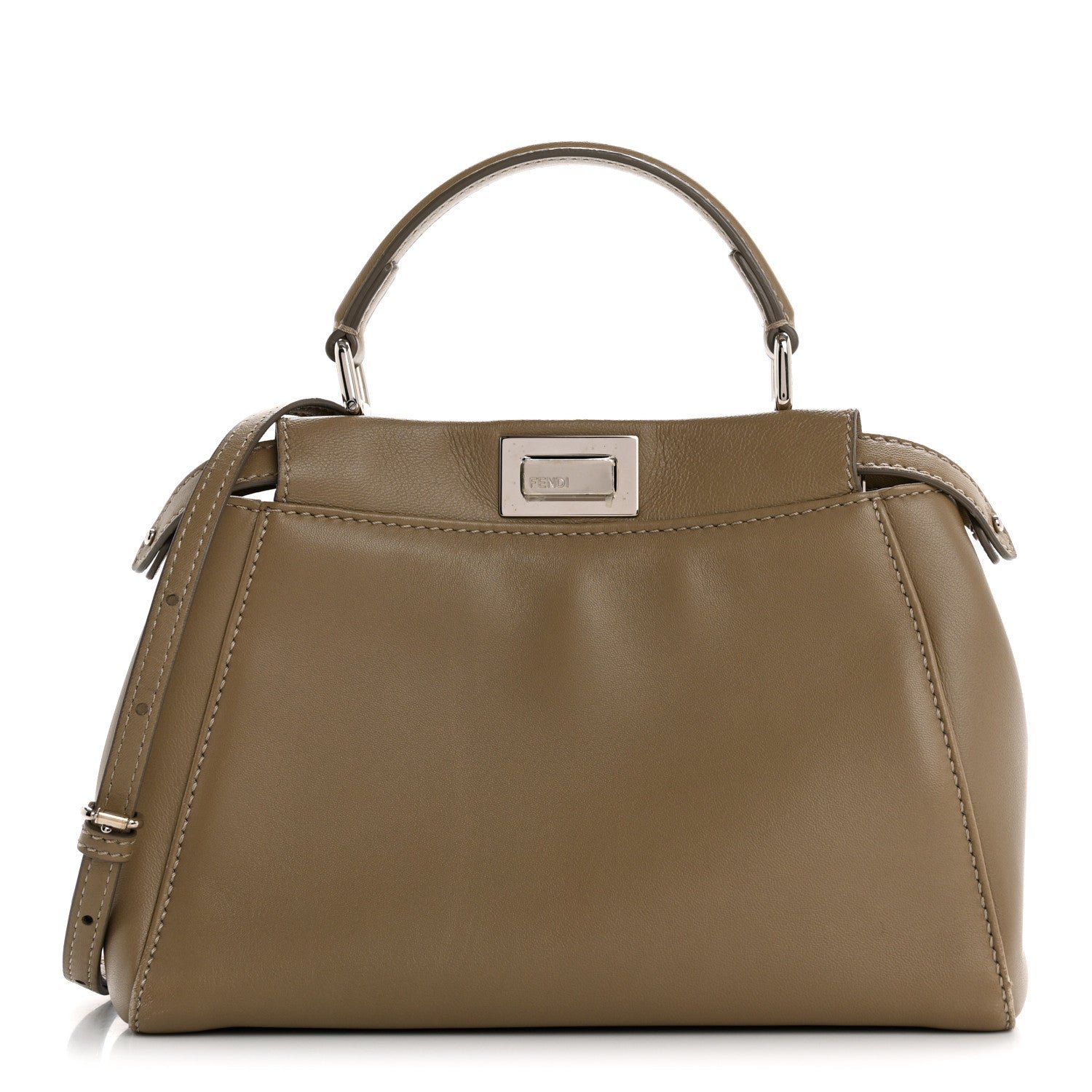 Fendi Nappa Mini Peekaboo Iconic Satchel Tortora