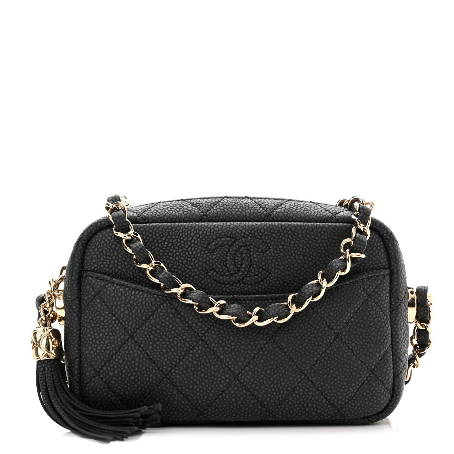 Chanel Iridescent Caviar Quilted Mini Coco Tassel Camera Case Black