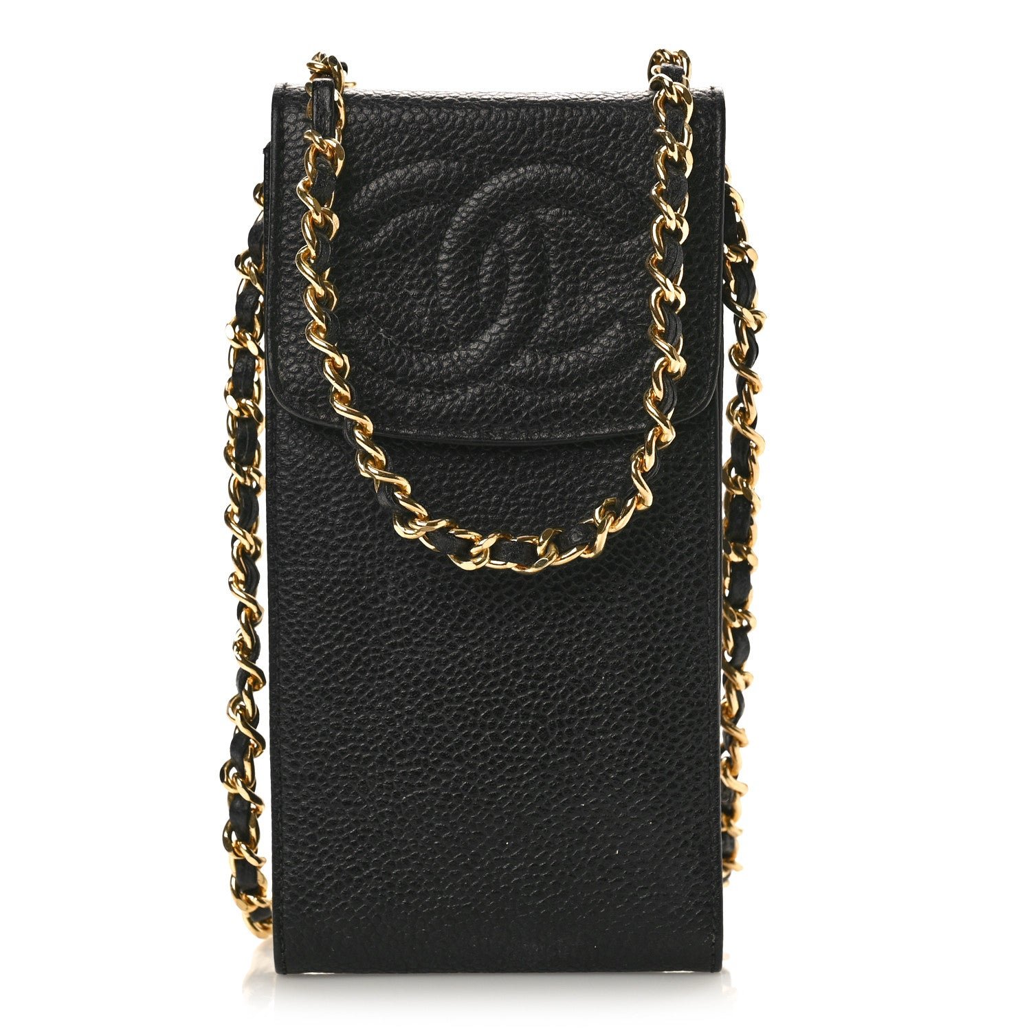 Chanel Caviar CC Phone Holder Crossbody Black