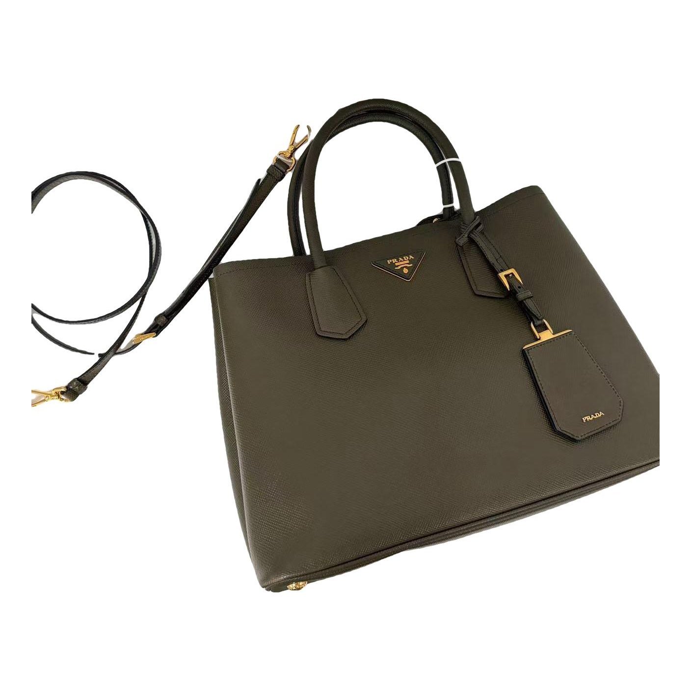 Double leather handbag