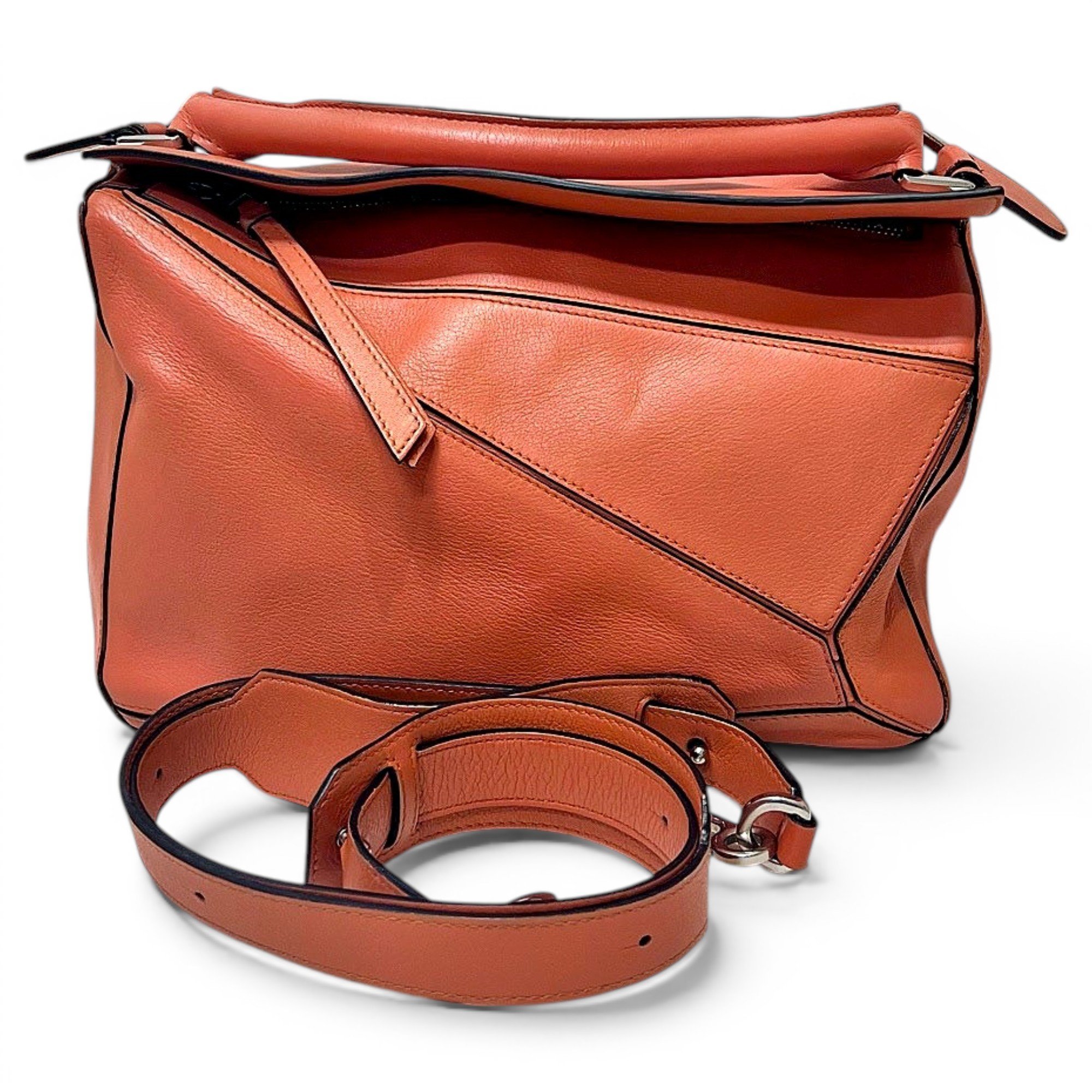 Puzzle leather handbag