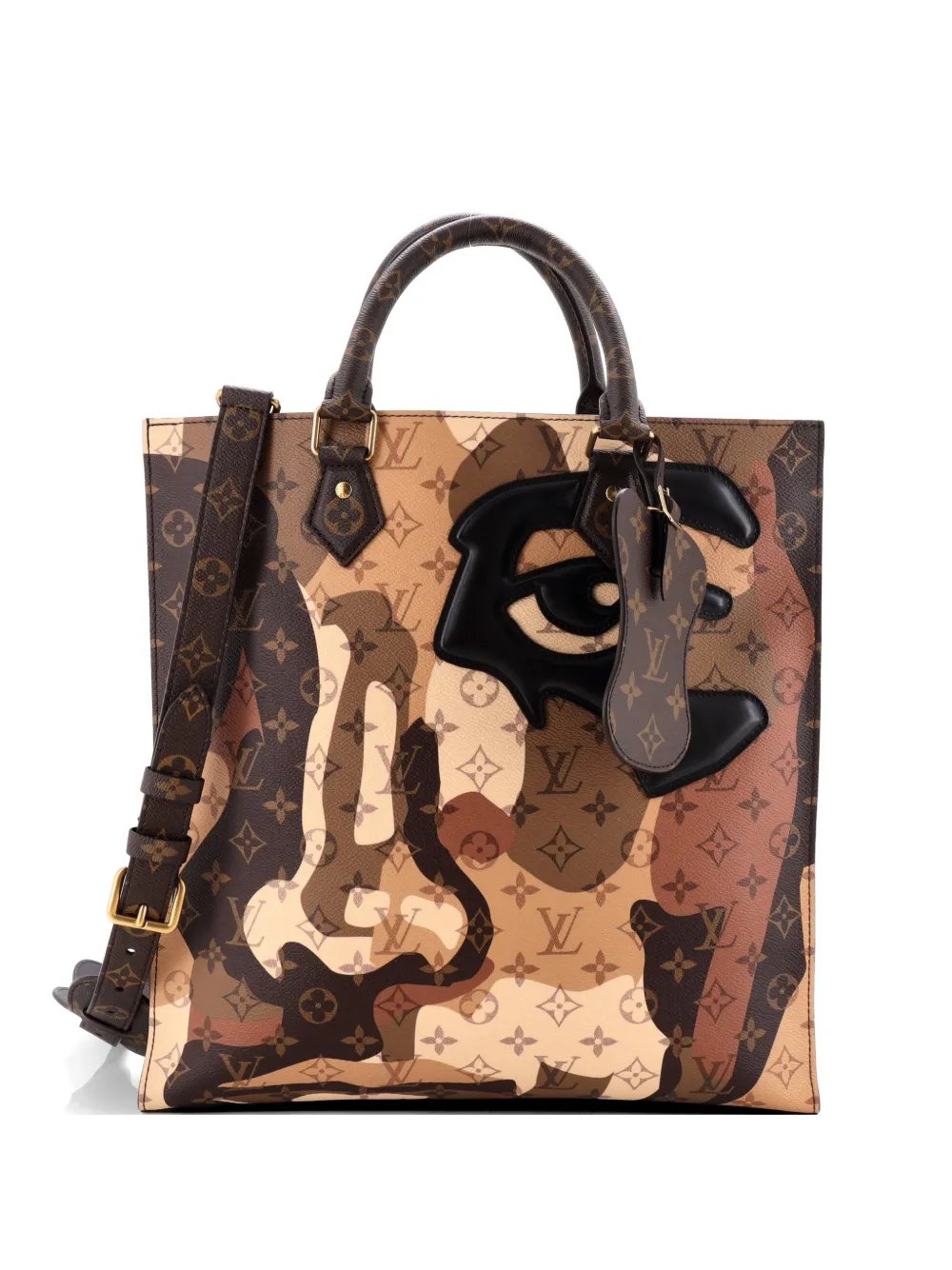 x Kid Super Sac Plat NV Limited Edition Patchwork Printed Camouflage Monogram Canvas tote bag