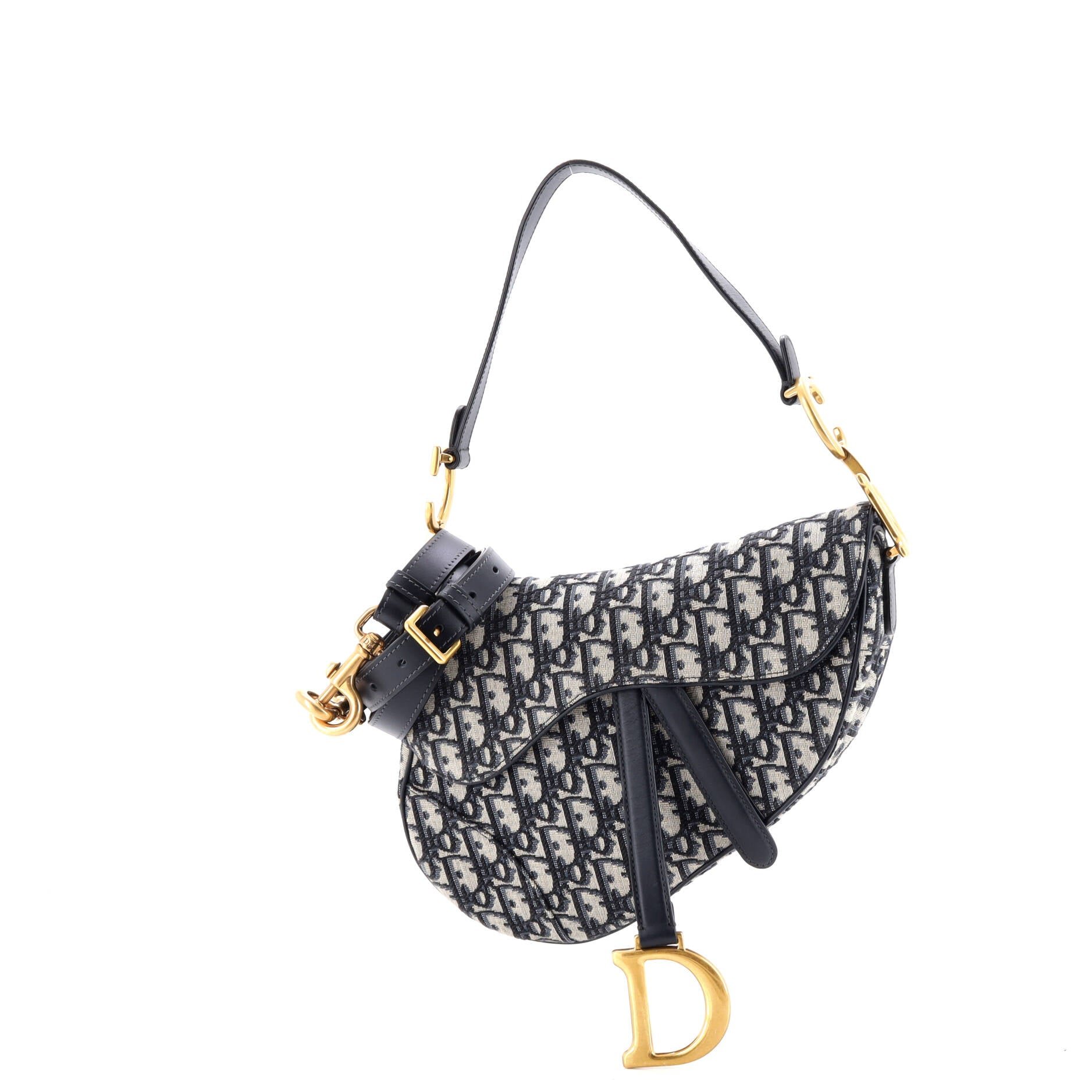 Dior Saddle Handbag with Strap Oblique Canvas Medium